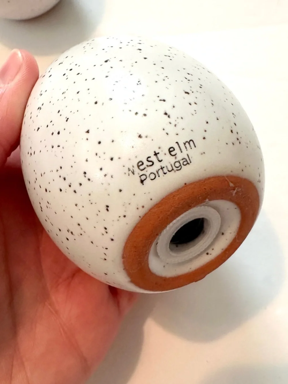 West Elm Speckled Ceramic Egg Salt‎ & Pepper Shakers White Easter NWOT
